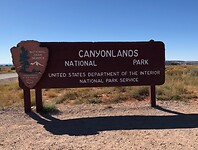 Ingangsbord Canyonlands National Park.