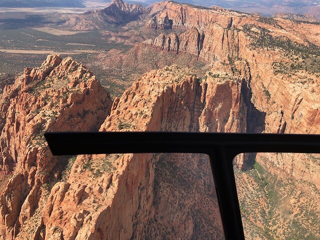 Vanuit de helikopter.