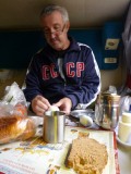 Boris, our Russian train companion making lunch (preferably tomatos with salt)