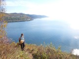 Climbing the mountain behind Port Baikal
