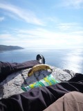 Lunch on the top: a banana and kefir (кефир)