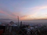 Magnificent and unusual sunset accompanied by the penetrative smog