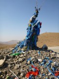 One of a vast amount of praying places (ovoo's) around Mongolia