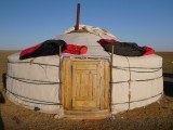 Drying our sleepingbags on the Ger