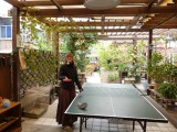 After a long train journey - seated - a pleasant surprise!! :) peace and tabletennis :)