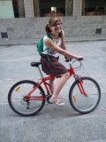 Happy to ride a bike again (a bit small though) - the easiest means of transport here in Yangshuo