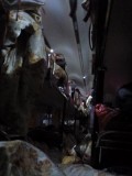 Getting squeezed in between two Chinese - it's too tiny!!! (on the sleeping bus to Hong Kong)