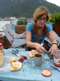 Passionfruit, Mandarines, Sweetbeanbread with Jam and Chokospread :)) We like!!