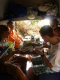 Our little rolling home can serve up to 6 people for breakfast :)) (no cups or plates though :))