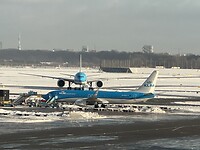 Schiphol in de sneeuw