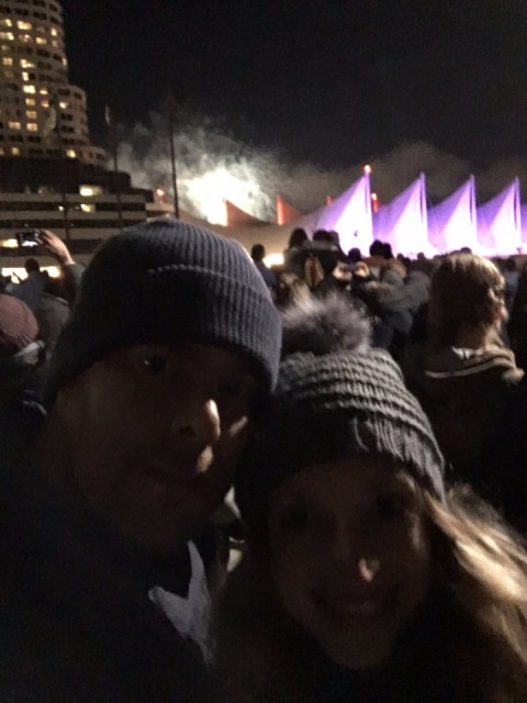 Net 1 januari, vuurwerk op de achtergrond