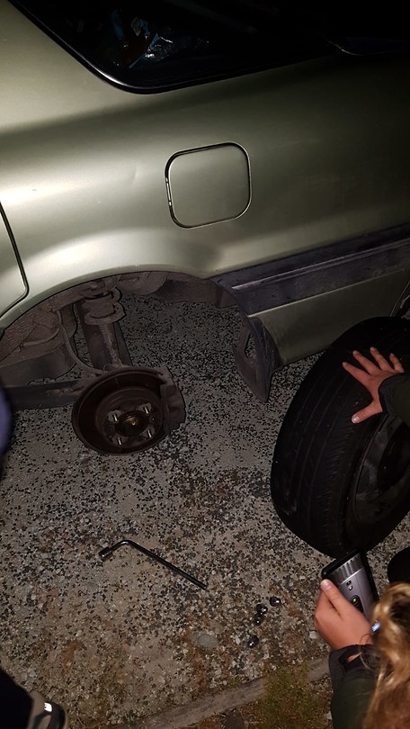Flat Tyre at Matauri Bay