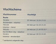 Vluchtschema naar en van Vietnam.