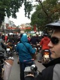 Op de motorbike door de verkeers chaos van Hanoi
