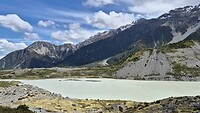 Abel Tasman Lake en gletsjer
