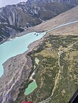Tasman Lake met blauwe meren