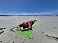 Jeroen aan het strandhangen