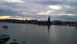 Uitzicht over Stockholm tijdens schemering