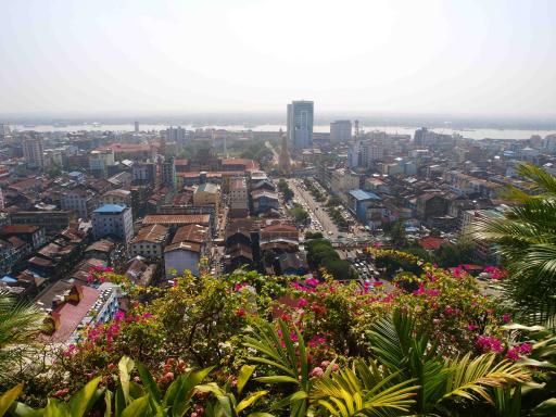 View of Sule Pagoda Yangon from the Sky Bistro