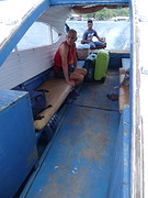 Met  de  boot  van Bastianos  van Bitung,  naar Lembeh.