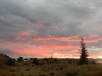 Zonsondergang bij de camping