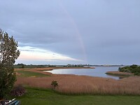 Uitzicht vanuit het hotel van vannacht in Stege.