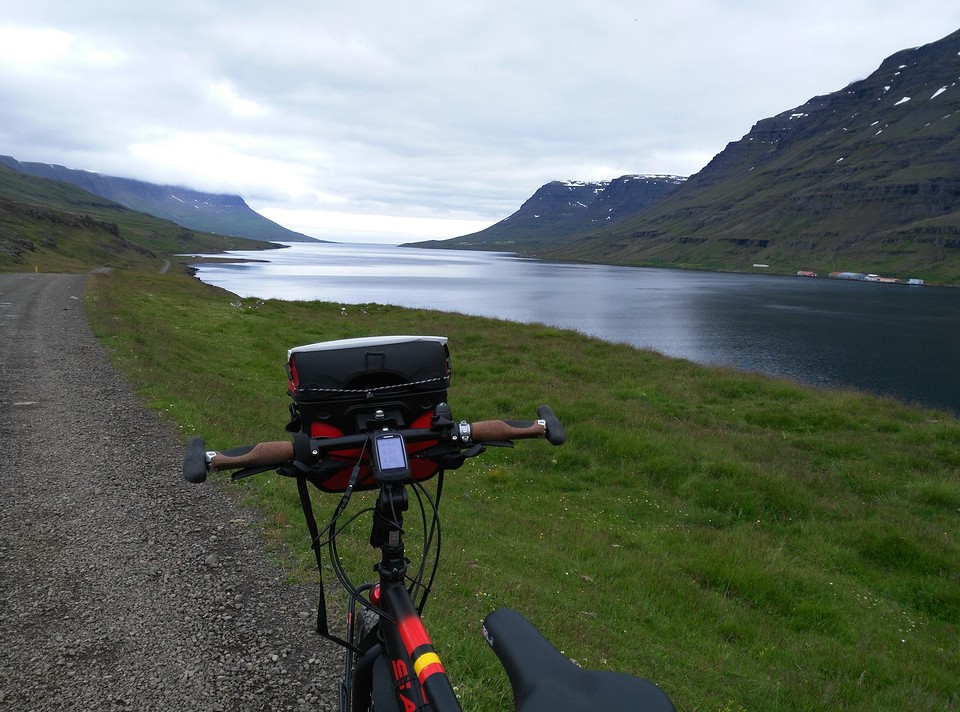 Biking the fjord of Seydisfjordur