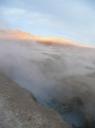 geysers, heel vroeg in de ochtend