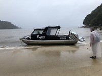 De watertaxi die ons van Metlands Beach ophaalde