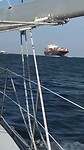 Zeeschepen op de Elbe richting Hamburg