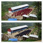 De ochtendopening op de school van Binita en Pemba