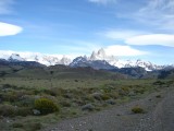 Blick zurück auf El Chalten und seine Berge