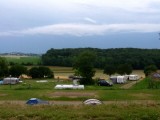 Uitzicht vanaf onze camper op de Gulpenerberg Camping