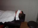 Bas ondergaat de massage