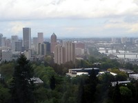 Gezicht over Portland (door glas)