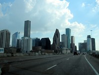 Skyline van Houston, uit de auto genomen