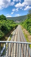 Fietspad langs het spoor, ook er overheen