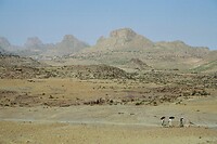 Ethiopie -  wandelaars in landschap