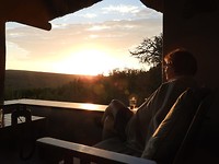 Addo, Domkrag guesthouse, uitzicht op waterhole en zonsondergang