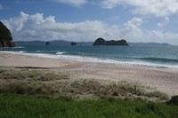 wandeling Cathedral Cove uitzicht naar Mercury Bay