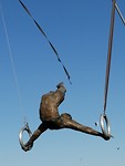 Balancerende kunst over de Wisla rivier.
