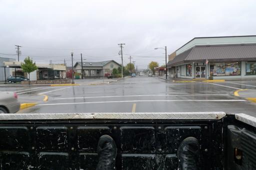 In the back of a pickup truck