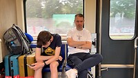 Lars en Stephan in de trein