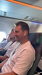 Stephan in het vliegtuig...