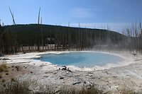 De spring die het water van Steamboat Geyser aanvoert bij een uitbarsting