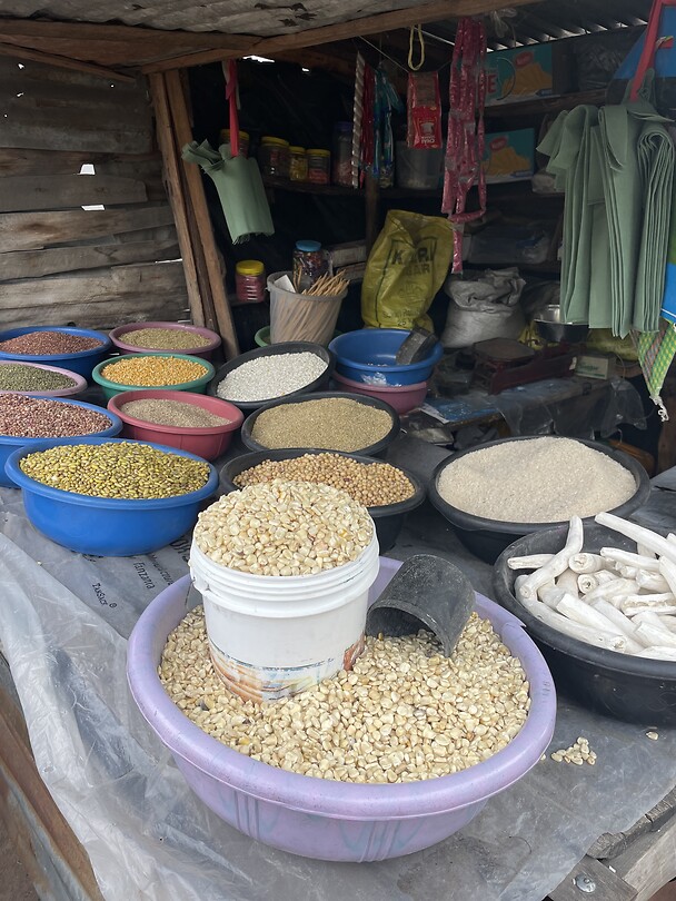 Allerlei peulvruchten op de markt