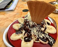 Spaghetti-banaan ijs