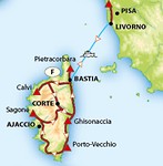 Routekaart op Corsica