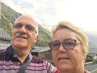 Selfie met Mont-Blanc op de achtergrond