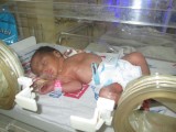 De baby in de couveuse